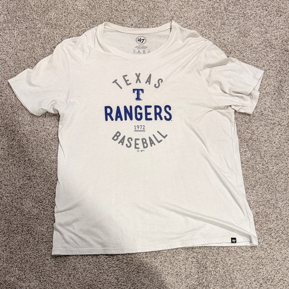 '47 Texas Rangers White Tee with Blue & Gray Logo